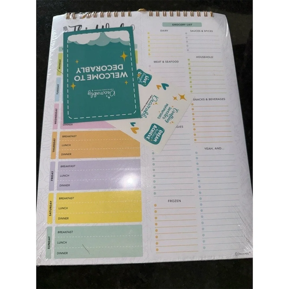 Hallmark Weekly Meal Planner &‎ Grocery List Spiral Notepad Multicolor